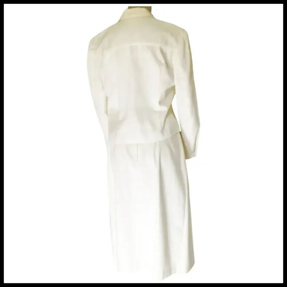 White Midi Skirt Suit Vintage 70s with Short Waiter Jacket Versatile Separates - Picture 5 of 15